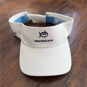 Southern Tide Michigan White Visor with Blue Interior